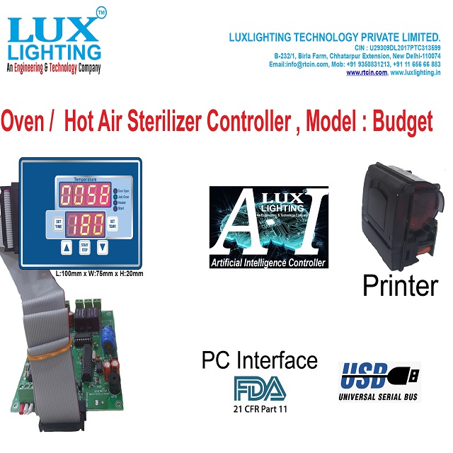 Oven / Hot Air Sterilizer Controller , Model  Budget 